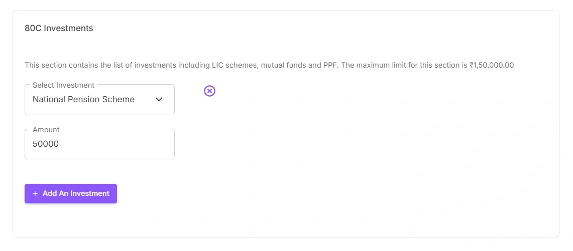 Section 80C investments fields