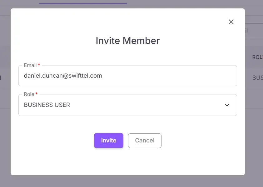 Memeber invite form