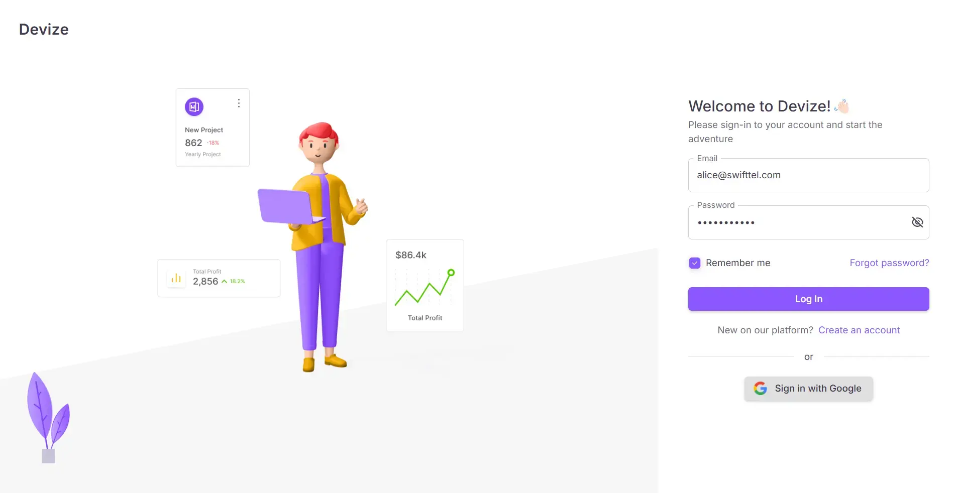Log in page image