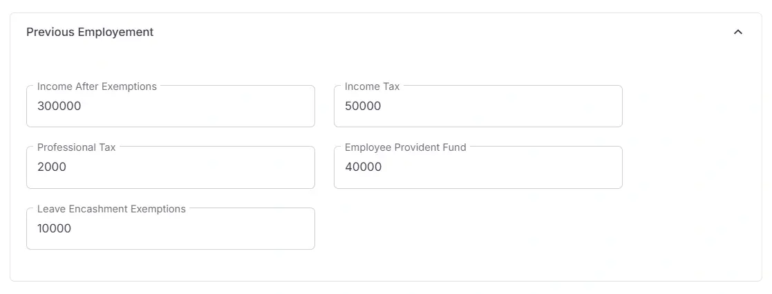 Previous employment fields