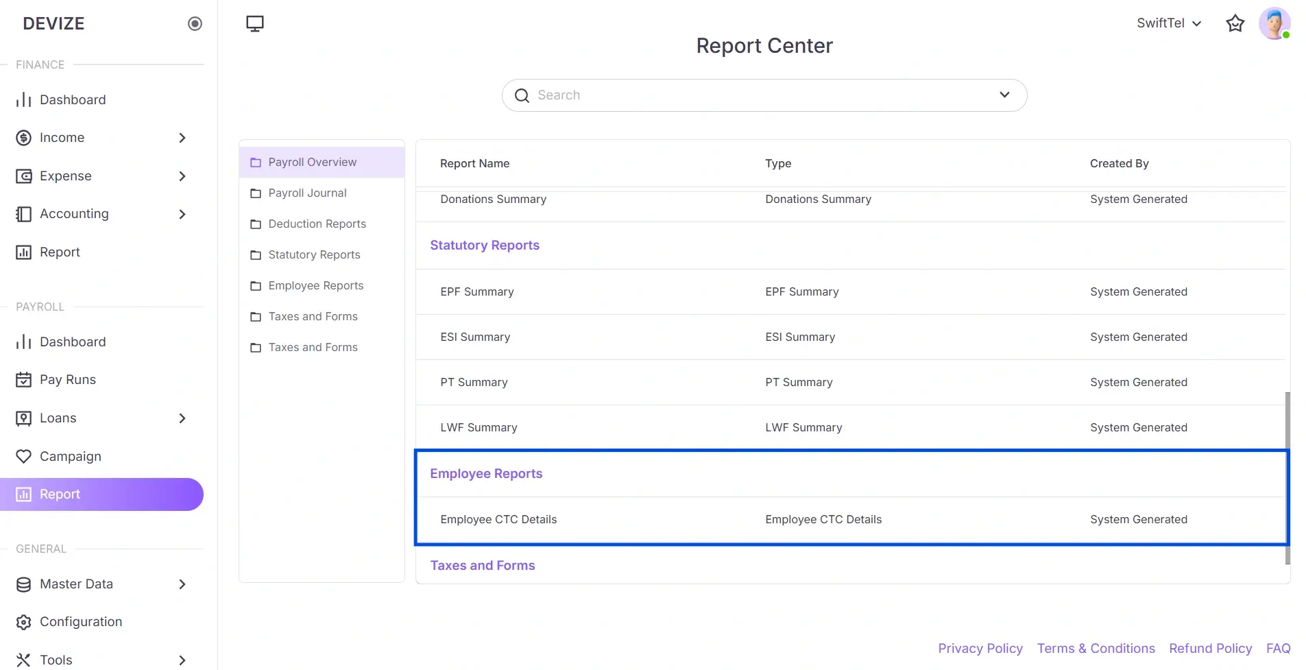 Employee Report