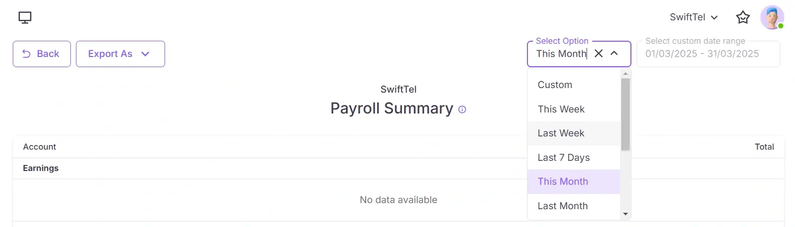 Report filter by date range