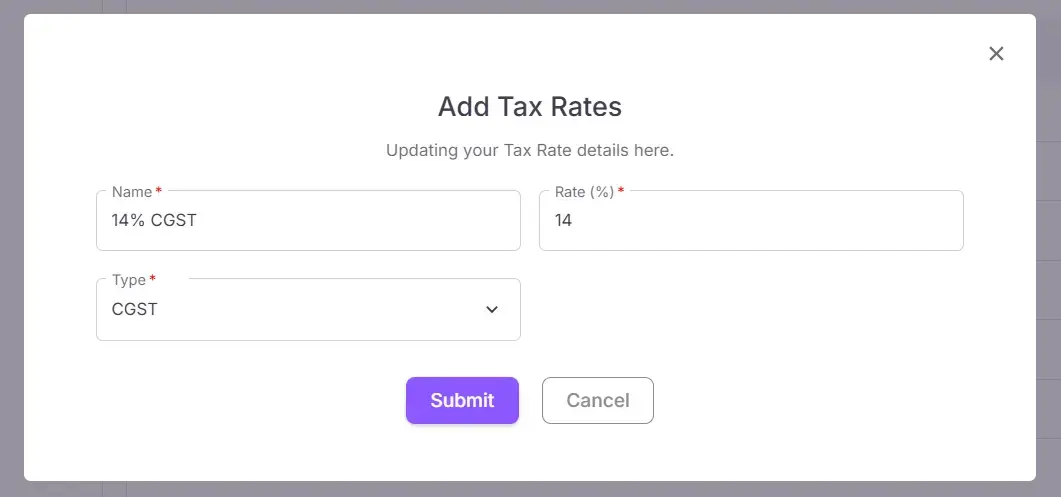 Tax rates form